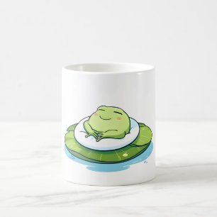 Slapende kikker op waterlelieblad Kawaii ontwerp Koffiemok