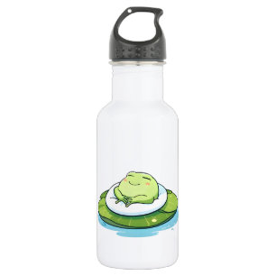 Slapende kikker op waterlelieblad Kawaii ontwerp Waterfles