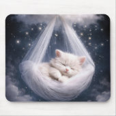 Slapende kitten in een tule hangmat muismat (Voorkant)