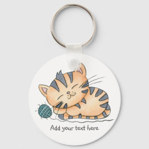 Slapende Kitten Met Wol Sleutelhanger