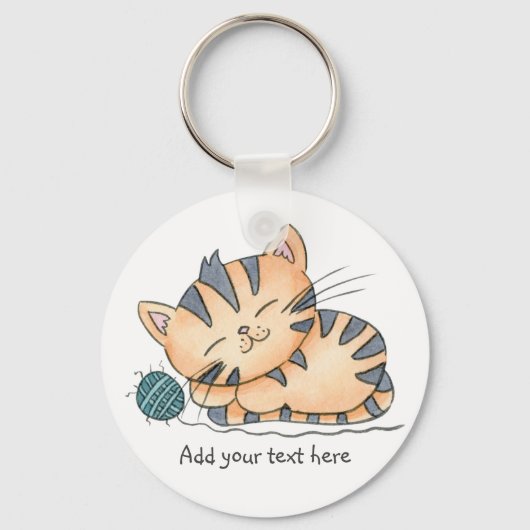 Slapende Kitten Met Wol Sleutelhanger (Voorkant)