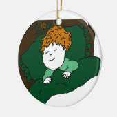 Slapende kleine jongen keramisch ornament (Links)