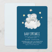 Slapende kleine olifant | Navy Baby Sprinkle Kaart (Voorkant / Achterkant)