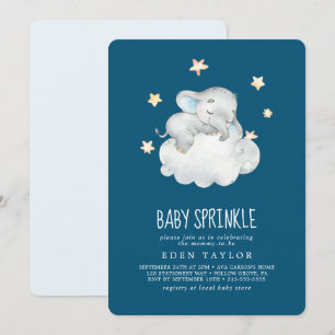 Slapende kleine olifant   Navy Baby Sprinkle Kaart