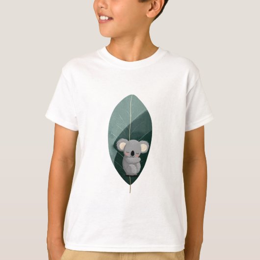 Slapende Koala Eucalyptusblad Kinderen T-shirt (Voorkant)