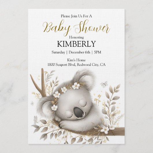 Slapende Koala Welp Kaart (Voorkant)
