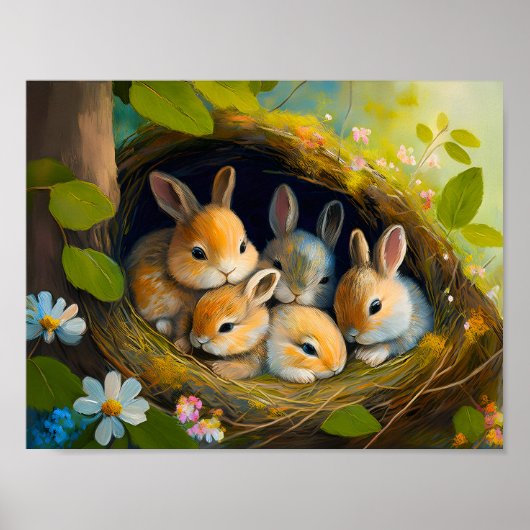 Slapende Konijntjes 4 Poster (Voorkant)