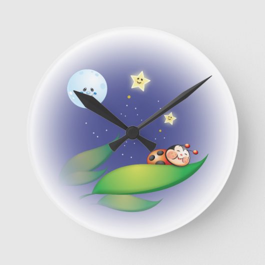 Slapende ladybug-wandklok ronde klok (Voorkant)