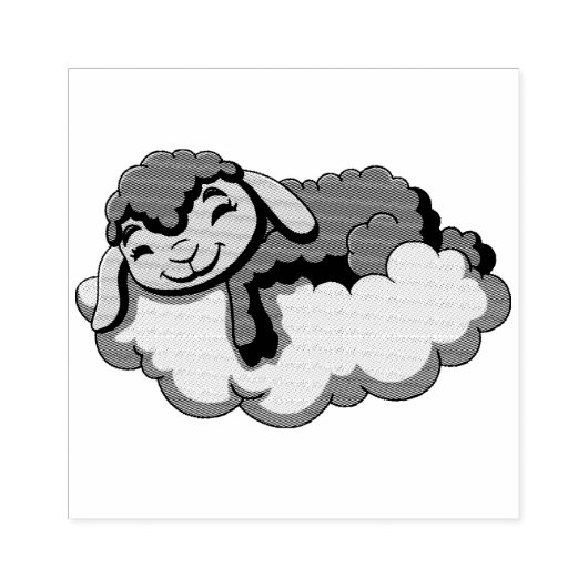 Slapende Lam Op Wolk Rubberstempel (Afrduk)