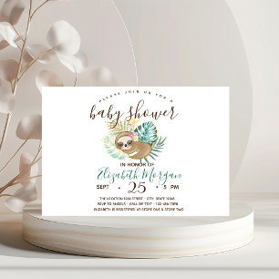 Slapende Luiaard,Palm, Stippen Baby Shower   Kaart
