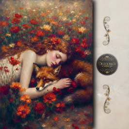 Slapende Maagd en Vos Decoupage Tissuepapier