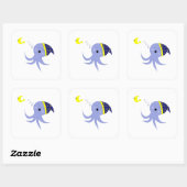 Slapende Octopus Vierkante Sticker (Vel)