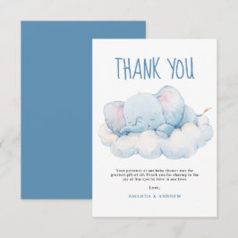Slapende olifant Baby shower, Boy Baby shower Bedankkaart