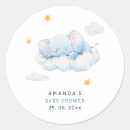 Slapende olifant Baby shower, Boy Baby shower Ronde Sticker