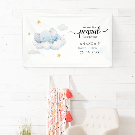 Slapende olifant Baby shower, Boy Baby shower Spandoek (Insitu)