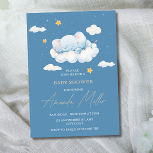 Slapende Olifant Baby Shower, Jongens Baby Shower Kaart
