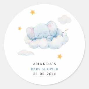 Slapende Olifant Baby Shower, Jongens Baby Shower Ronde Sticker