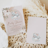 Slapende olifant Floral Boho Arch Baby shower Kaart