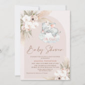 Slapende olifant Floral Boho Arch Baby shower Kaart (Voorkant)