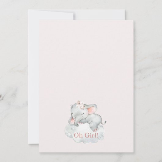 Slapende olifant Floral Boho Arch Baby shower Kaart (Achterkant)