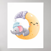 Slapende Olifant in Maan Kinderkamer Decoratie Pos (Voorkant)
