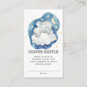 Slapende Olifant Stars Baby shower Luier Raffle Informatiekaartje