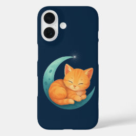 Slapende Oranje Kat op Maan Case