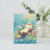 Slapende Otter in Zomerweide Briefkaart (Staand voorkant)