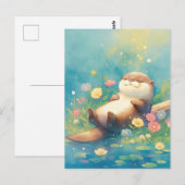 Slapende Otter in Zomerweide Briefkaart (Voorkant / Achterkant)