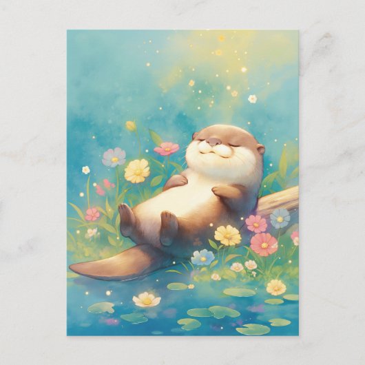 Slapende Otter in Zomerweide Briefkaart (Voorkant)