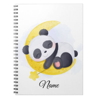 Slapende panda op maan Kawaii-kunst Notitieboek