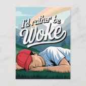 Slapende persoon liever wakker bergscène briefkaart (Voorkant)