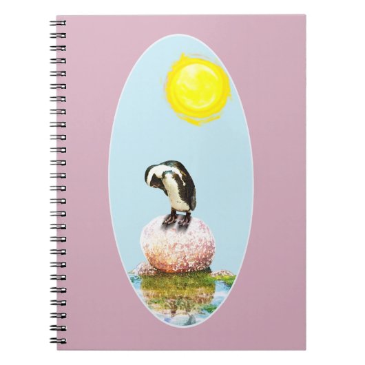 Slapende pinguïn in de zon notitieboek (Voorkant)