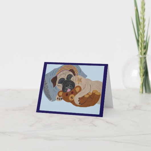 Slapende Pug met Teddibeer (Voorkant)