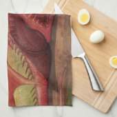 Slapende rode draak theedoek (Quarter Fold)