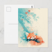 Slapende Rode Panda Onder Blauwe Bamboe Briefkaart (Voorkant / Achterkant)