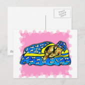 Slapende Roze Airedale Briefkaart (Voorkant / Achterkant)