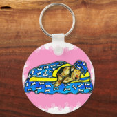 Slapende Roze Airedale Sleutelhanger (Voorkant)