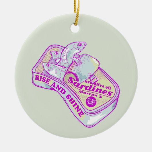 SLAPENDE SARDINES STIJGEN EN SCHIJNEN KERAMISCH ORNAMENT (Voorkant)