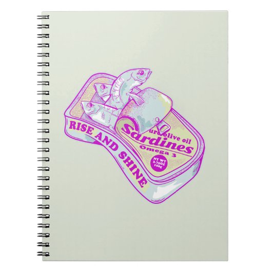 SLAPENDE SARDINES STIJGEN EN SCHIJNEN NOTITIEBOEK (Voorkant)