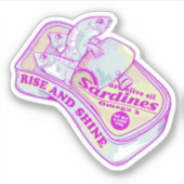 SLAPENDE SARDINES STIJGEN EN SCHIJNEN STICKER (Voorkant)
