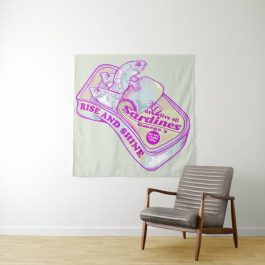 SLAPENDE SARDINES STIJGEN EN SCHIJNEN WANDKLEED (In situ)