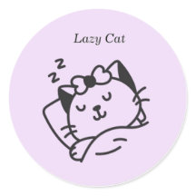 Slapende schattige kat paarse sticker.