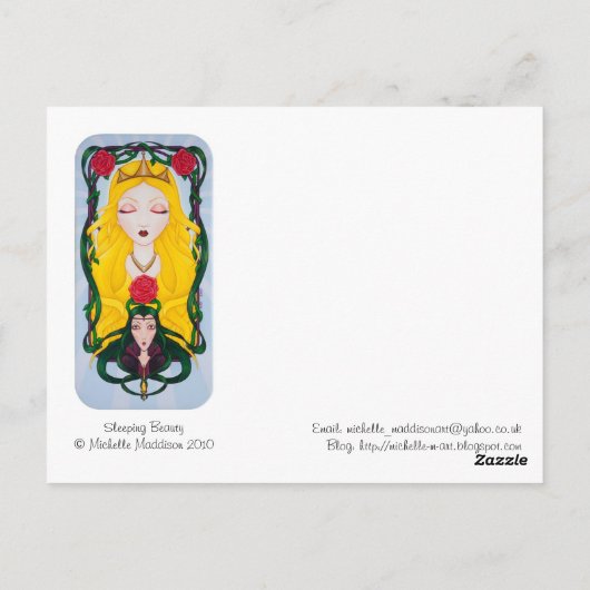 Slapende schoonheid briefkaart (Achterkant)