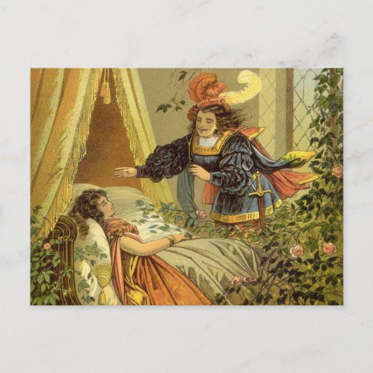  slapende schoonheid, Victoriaans feiltafels Briefkaart (Voorkant)