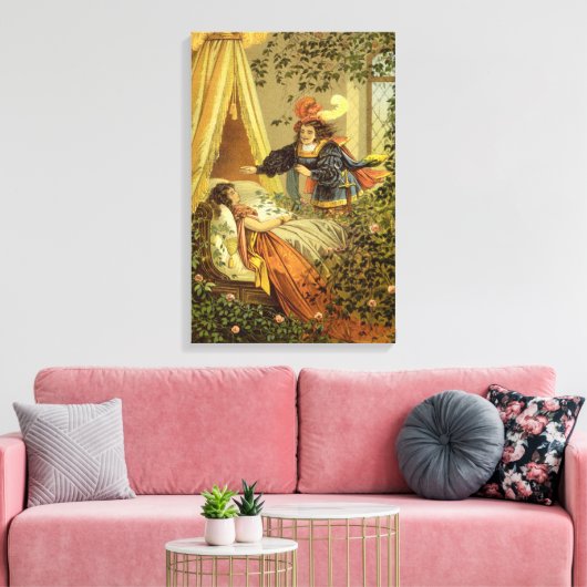  slapende schoonheid, Victoriaans feiltafels Canvas Afdruk (Insitu (Woonkamer))