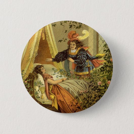  slapende schoonheid, Victoriaans feiltafels Ronde Button 5,7 Cm (Voorkant)