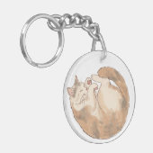 Slapende Schotse Kat Acryl Sleutelhanger (Voorkant Links)