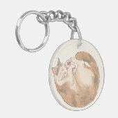 Slapende Schotse Kat Acrylen Sleutelhanger (Voorkant Links)