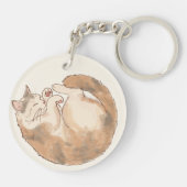 Slapende Schotse Kat Acrylen Sleutelhanger (Achterkant)